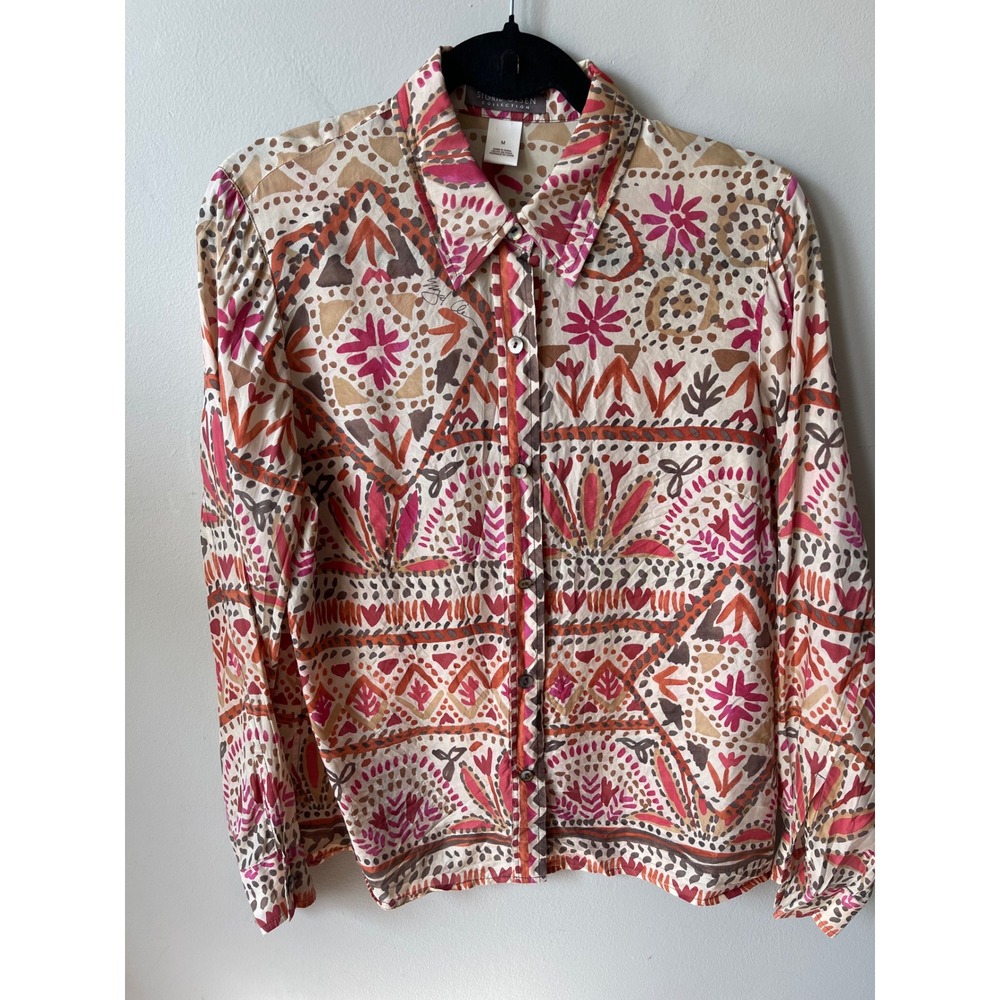 Sigrid Olsen Collection 100% Silk Geometric Floral boho travel career casual
